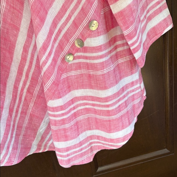 NWOT Habitat Linen Asymmetric Hem Top Red White Size XL - Picture 4 of 9